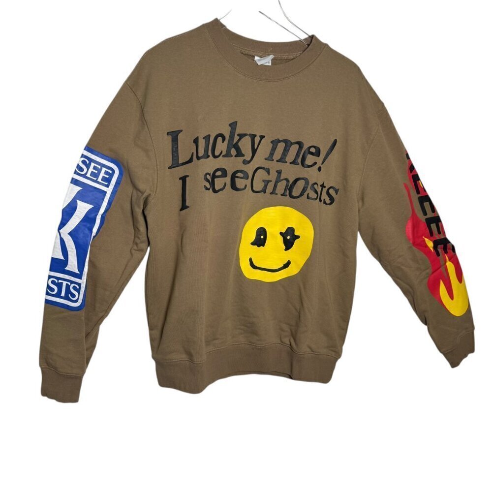 Nagri  Lucky Me I See Ghosts Sweatshirt Brown Camp Flog Gnaw Graphic Mens XL